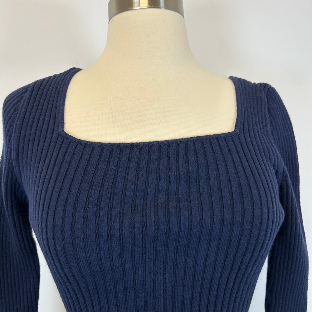 United Arrows Tokyo Navy‎ Blue Knit Sweater Top Size S Minimalist Japanese Chic - Picture 4 of 7